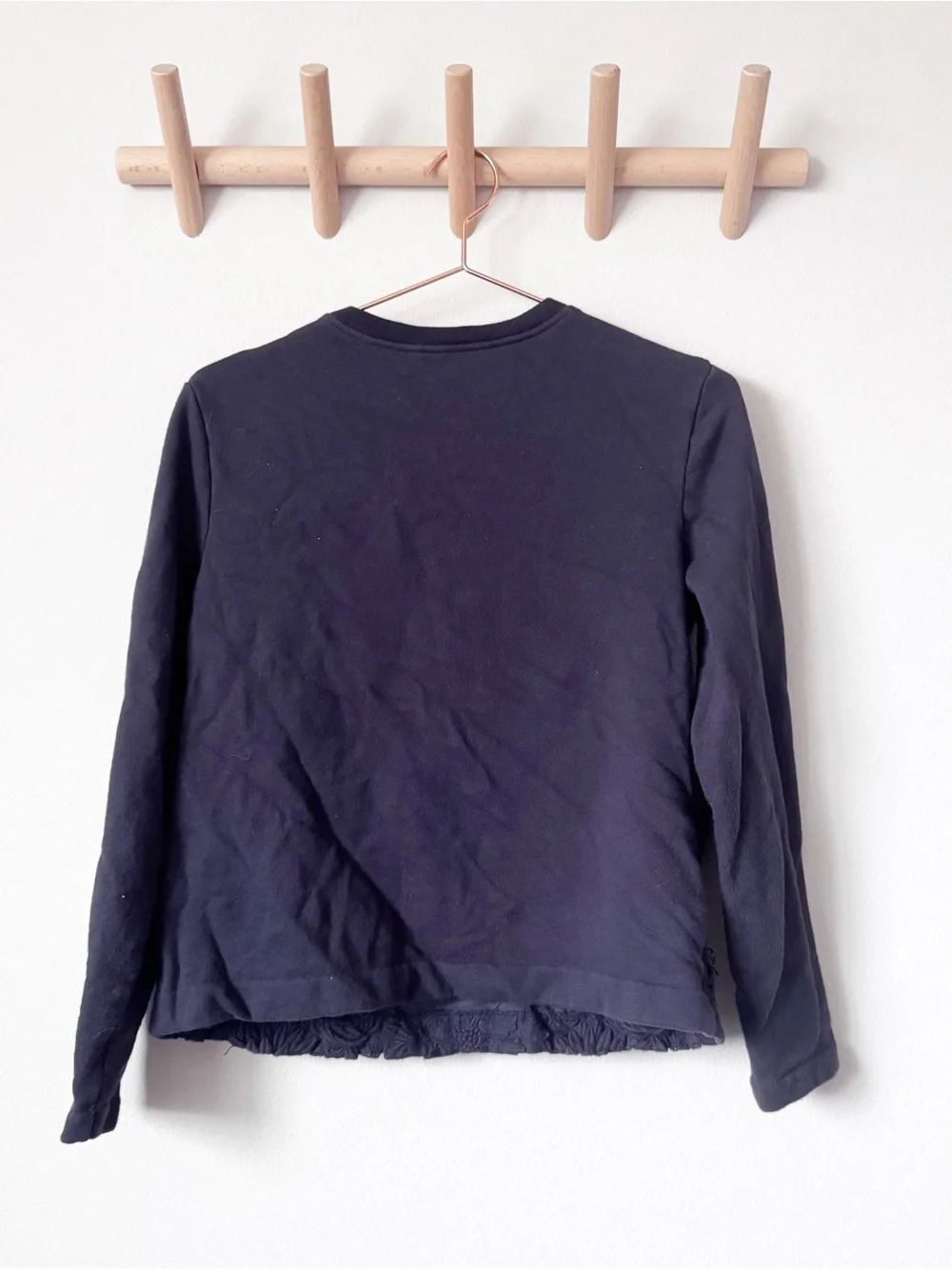Tory Burch Navy Floral Appliqué Crewneck Sweatshirt